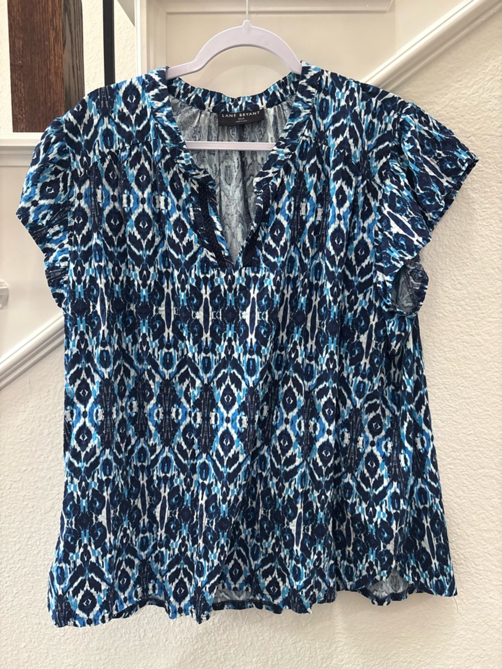 Lane Bryant Blue Patterned Blouse